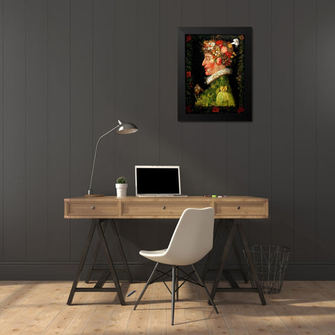 Spring Black Modern Wood Framed Art Print by Arcimboldo, Giuseppe