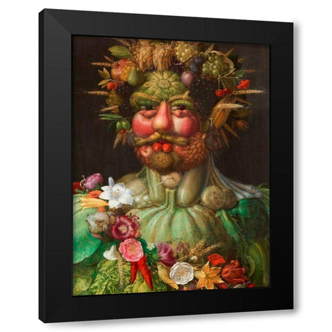 Rudolf II of Habsburg as Vertumnus Black Modern Wood Framed Art Print by Arcimboldo, Giuseppe