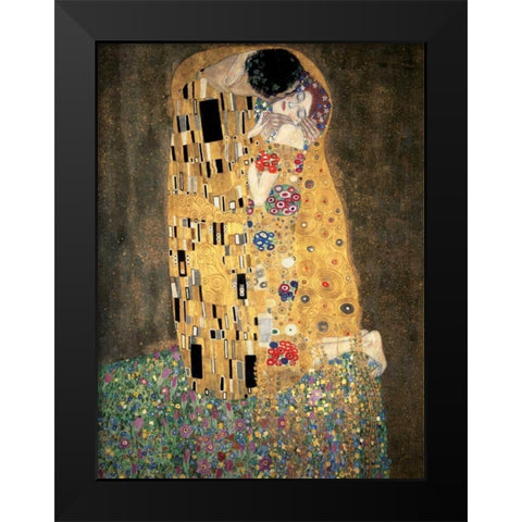 The Kiss Black Modern Wood Framed Art Print by Klimt, Gustav