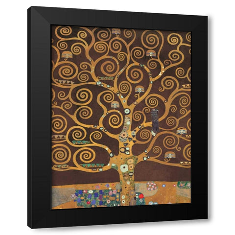 Tree of Life-Brown Variation Black Modern Wood Framed Art Print with Double Matting by Klimt, Gustav