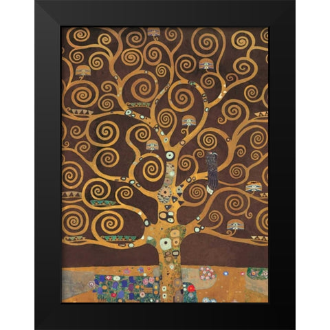 Tree of Life-Brown Variation Black Modern Wood Framed Art Print by Klimt, Gustav