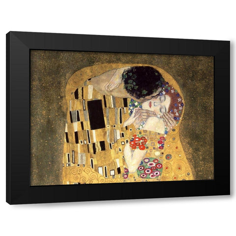 The Kiss (detail) Black Modern Wood Framed Art Print with Double Matting by Gustav, Klimt