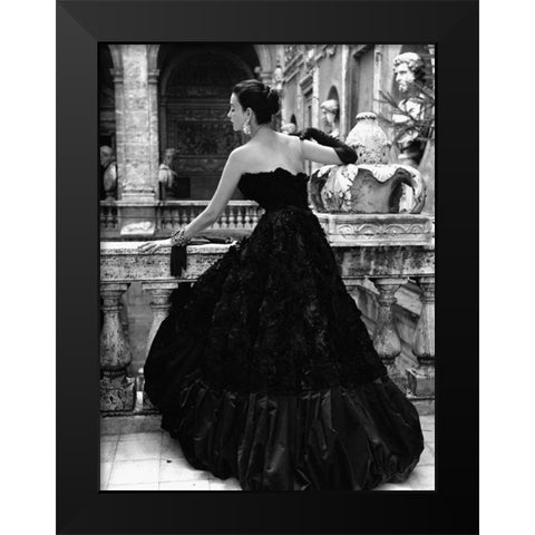 Black Evening Dress Roma 1952 Black Modern Wood Framed Art Print by Naylor, Genevieve