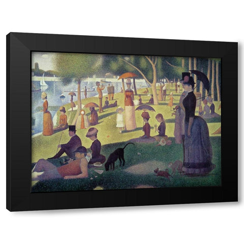 Apres-midi a l le de La Grande Jatte Black Modern Wood Framed Art Print with Double Matting by Seurat, Georges