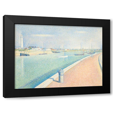 The Channel of Gravelines Black Modern Wood Framed Art Print with Double Matting by Seurat, Georges
