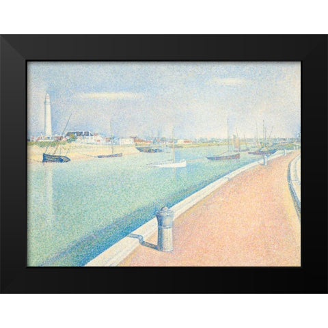 The Channel of Gravelines Black Modern Wood Framed Art Print by Seurat, Georges