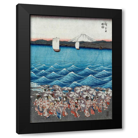 Opening celebration of Benzaiten III Black Modern Wood Framed Art Print by Hiroshige, Ando