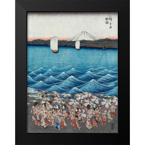 Opening celebration of Benzaiten III Black Modern Wood Framed Art Print by Hiroshige, Ando
