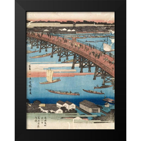 Woodcut I Black Modern Wood Framed Art Print by Hiroshige, Ando