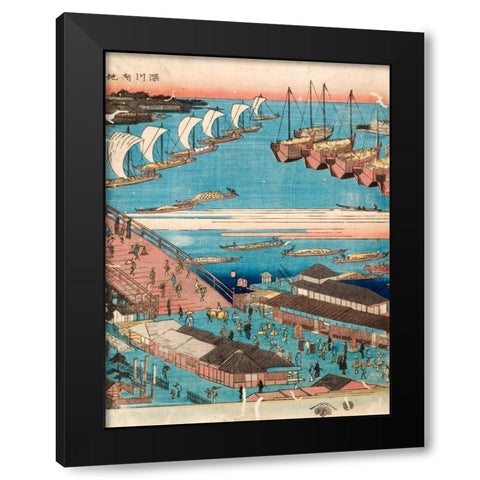 Woodcut II Black Modern Wood Framed Art Print with Double Matting by Hiroshige, Ando