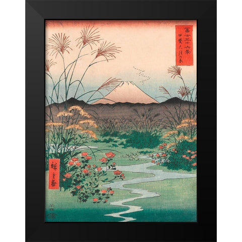 Otsuki Plain in Kai Province Black Modern Wood Framed Art Print by Ando, Hiroshige