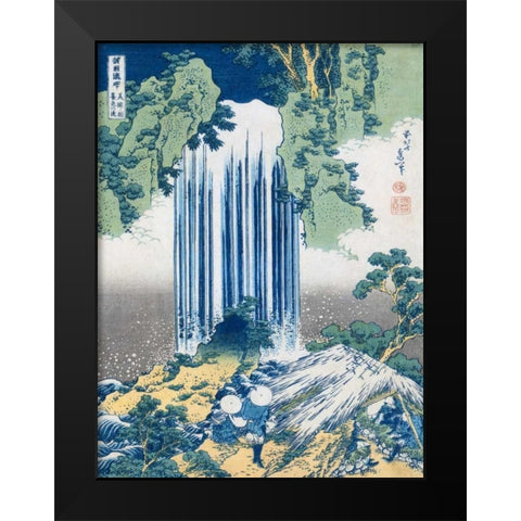 The Yoro Falls ca. 1830-1831 Black Modern Wood Framed Art Print by Hokusai