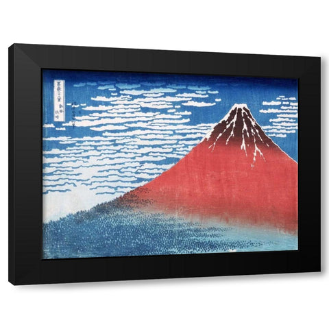Fine Wind Clear Morning Black Modern Wood Framed Art Print with Double Matting by Hokusai