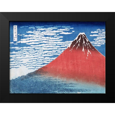 Fine Wind Clear Morning Black Modern Wood Framed Art Print by Hokusai