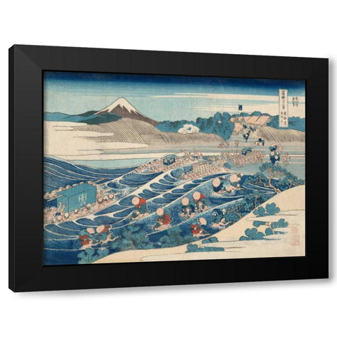 Fuji Seen from Kanaya on the Tokaido (From 36 Views of Mount Fuji) Black Modern Wood Framed Art Print by Hokusai, Katsushika