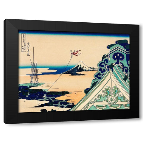 Temple at Asakusa in the Eastern Capital Black Modern Wood Framed Art Print with Double Matting by Hokusai, Katsushika