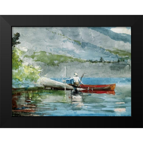 The Red Canoe  Black Modern Wood Framed Art Print by Homer, Winslow