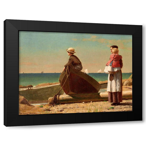 Dadâ€™s Coming (detail) Black Modern Wood Framed Art Print by Homer, Winslow