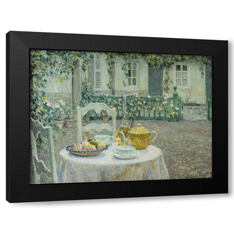 The Pink Tablecloth Black Modern Wood Framed Art Print by Le Sidaner, Henri