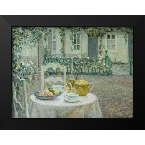 The Pink Tablecloth Black Modern Wood Framed Art Print by Le Sidaner, Henri