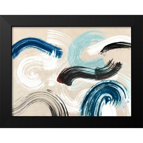 Waves Black Modern Wood Framed Art Print by Ikeda, Haru