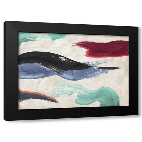 Waves of Colors Black Modern Wood Framed Art Print with Double Matting by Ikeda, Haru