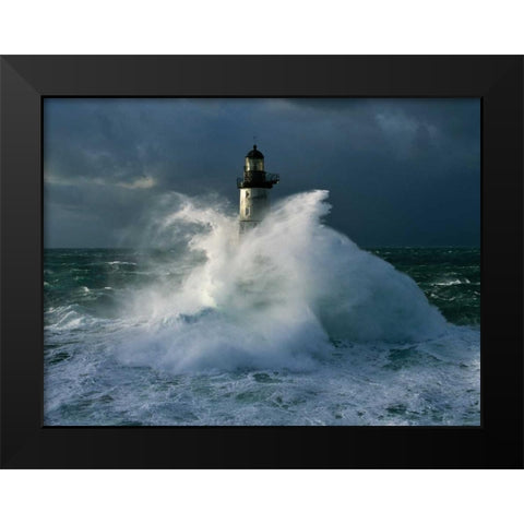 Phare d Ar-Men Black Modern Wood Framed Art Print by Guichard, Jean