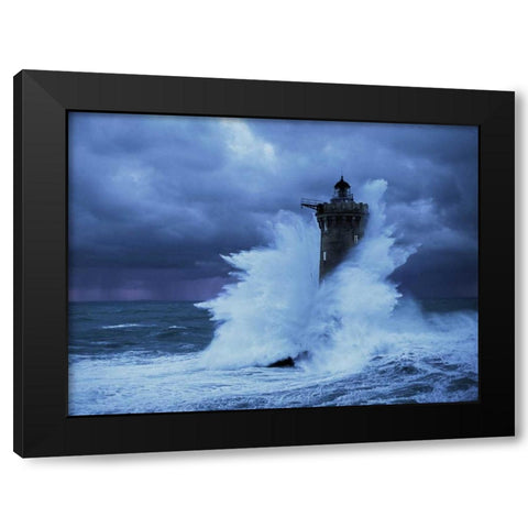 Phare du Four Bretagne Black Modern Wood Framed Art Print with Double Matting by Guichard, Jean