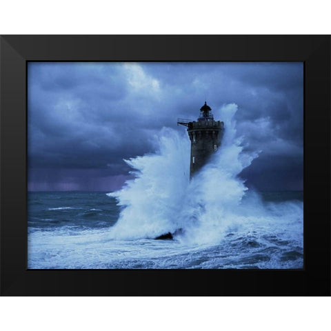 Phare du Four Bretagne Black Modern Wood Framed Art Print by Guichard, Jean