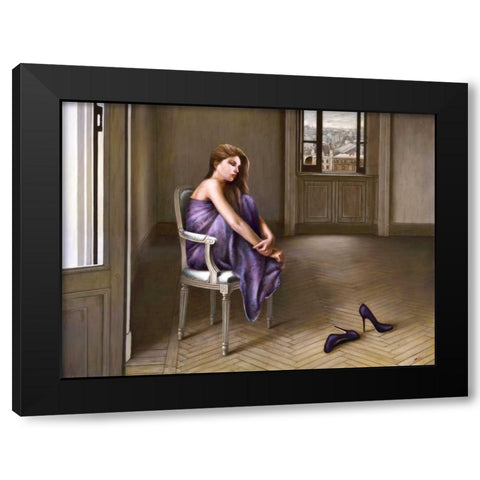Morning in Paris Black Modern Wood Framed Art Print by Silver, John