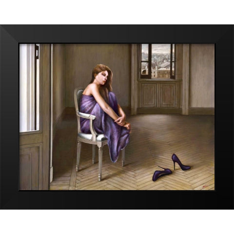 Morning in Paris Black Modern Wood Framed Art Print by Silver, John
