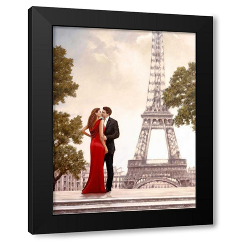 Romance in Paris I Black Modern Wood Framed Art Print with Double Matting by Silver, John