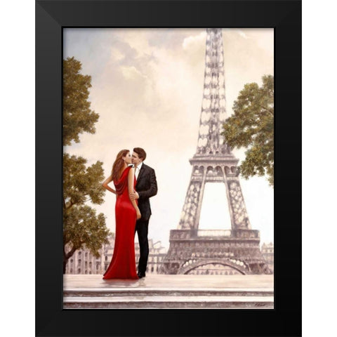 Romance in Paris I Black Modern Wood Framed Art Print by Silver, John
