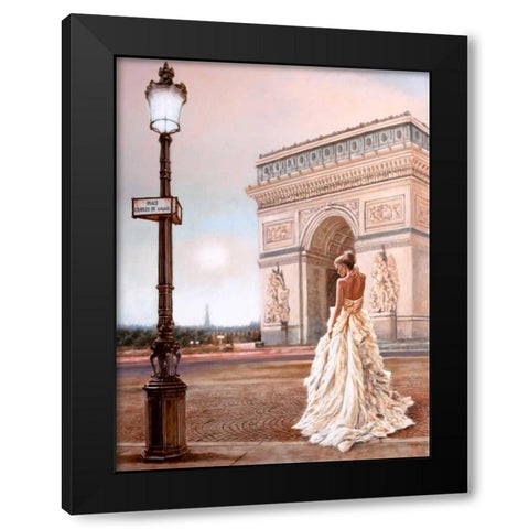 Romance in Paris II Black Modern Wood Framed Art Print with Double Matting by Silver, John