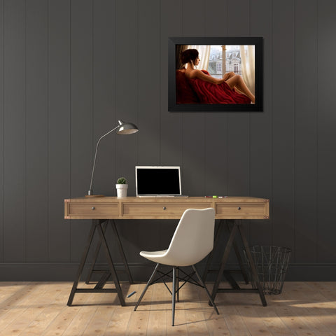 At the window Black Modern Wood Framed Art Print by Silver, John