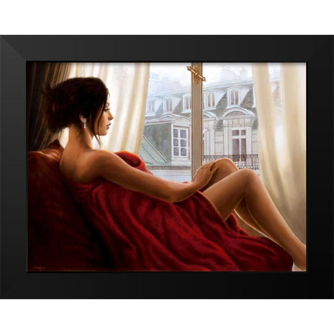 At the window Black Modern Wood Framed Art Print by Silver, John