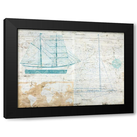 Classic Sailing Black Modern Wood Framed Art Print by Joannoo