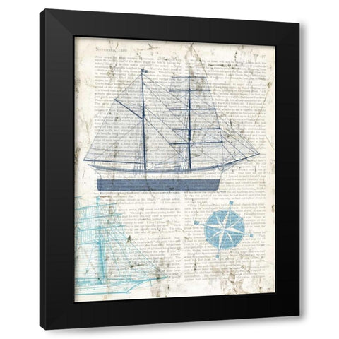 Classic Sailing I Black Modern Wood Framed Art Print by Joannoo