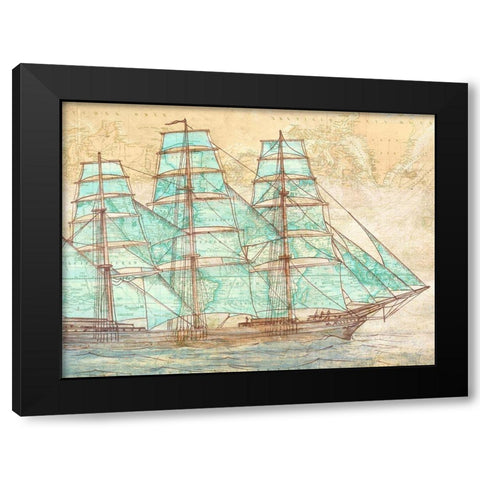 Sailing to the World Black Modern Wood Framed Art Print by Joannoo