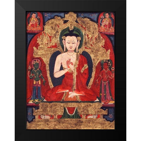 Buddha Vairocana Black Modern Wood Framed Art Print by Anonymous