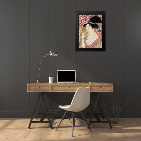 Courtesan  Black Modern Wood Framed Art Print by Utamaro, Kitagawa