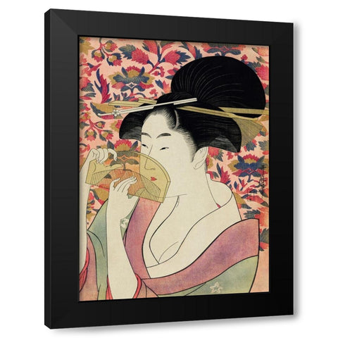 Courtesan  Black Modern Wood Framed Art Print by Utamaro, Kitagawa