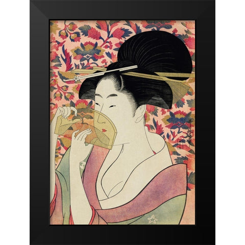 Courtesan  Black Modern Wood Framed Art Print by Utamaro, Kitagawa