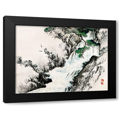 Waterfall Black Modern Wood Framed Art Print with Double Matting by Bairei, Kono