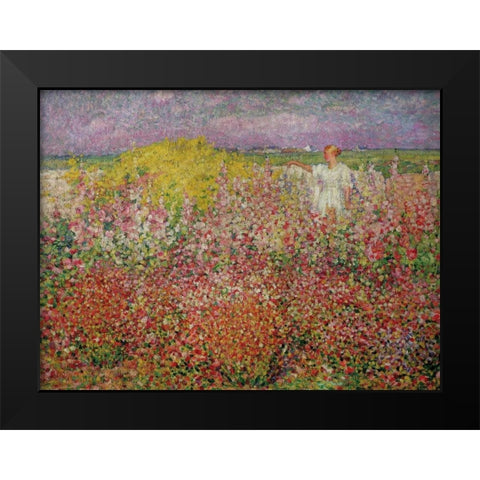 Amongst the Flowers at Belle Isle Black Modern Wood Framed Art Print by Russell, John Peter