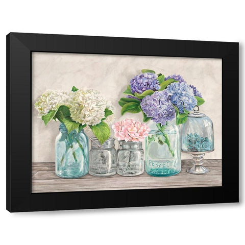 Flowers in Mason Jars (detail) Black Modern Wood Framed Art Print with Double Matting by Jenny, Thomlinson