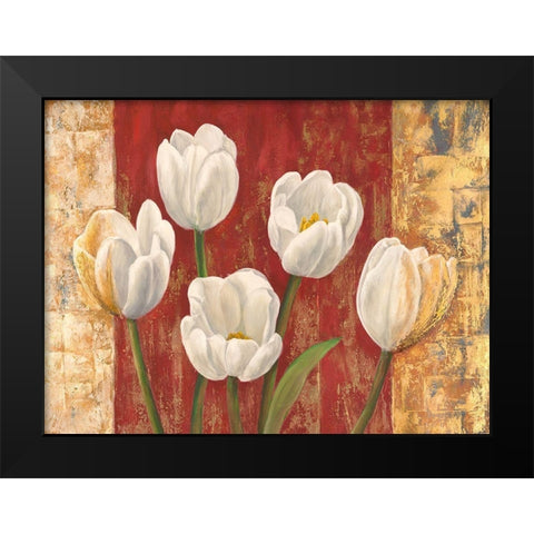 Tulips on Royal Red Black Modern Wood Framed Art Print by Jenny, Thomlinson