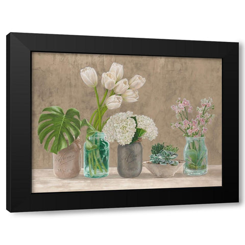 Spring Arrangement I - neutral Black Modern Wood Framed Art Print with Double Matting by Thomlinson, Jenny