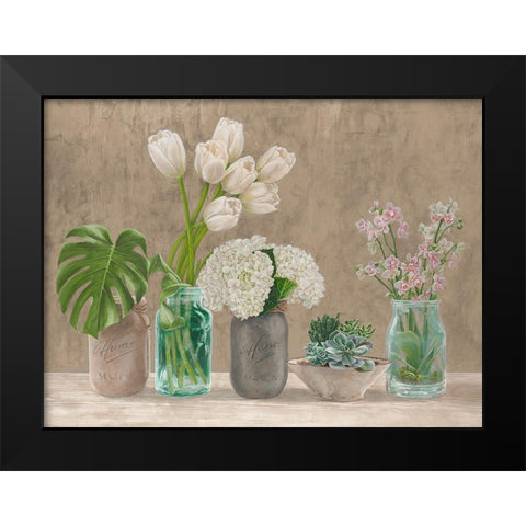 Spring Arrangement I - neutral Black Modern Wood Framed Art Print by Thomlinson, Jenny