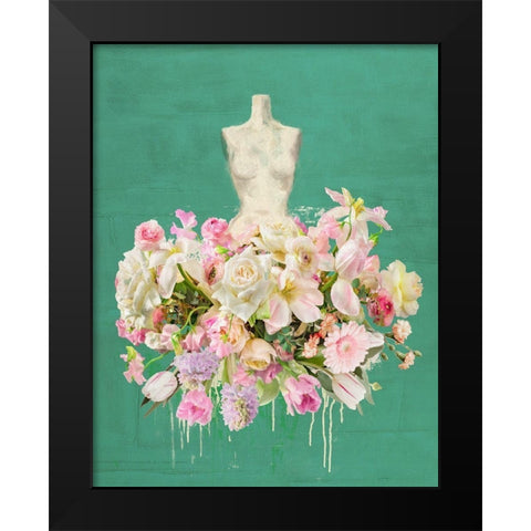Dressed in Flowers I - Garden Green Black Modern Wood Framed Art Print by Parr, Kelly